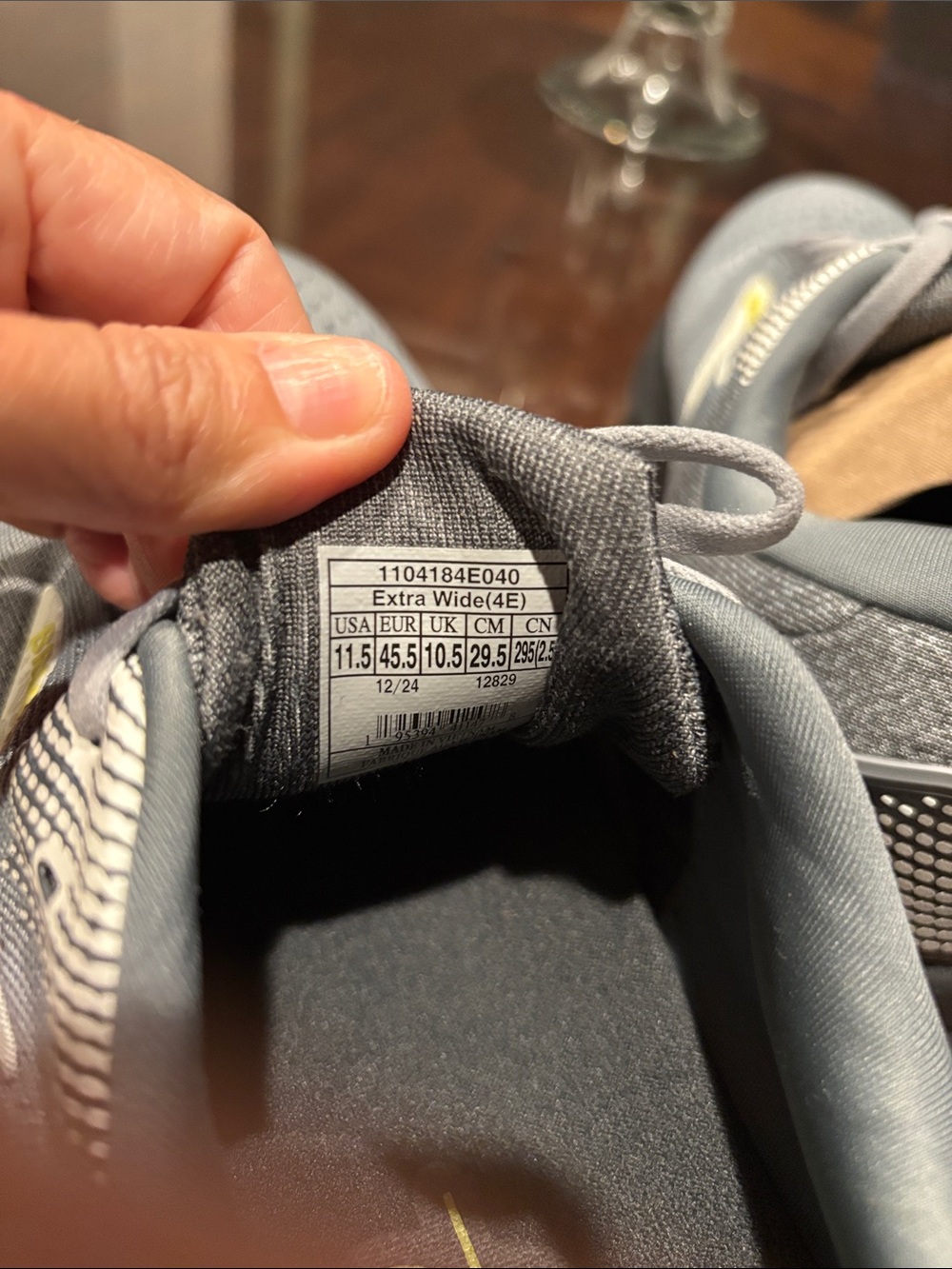 Brooks Ghost Men's Running Shoes — extra wide 4E Gray with Yellow/Black Accents - Picture 8 of 9